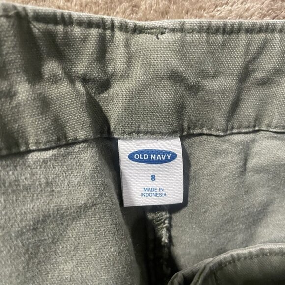 Old Navy Pants Womens 8 Cargo Olive Green Raw Hem Mid Rise Ankle Utility - Picture 2 of 7